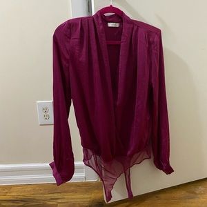 ❗️SALE❗️Lush gathered surplice Magenta body suit